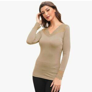 Orange Almost Naked Bamboo Lace Top Dililine Nude L/XL